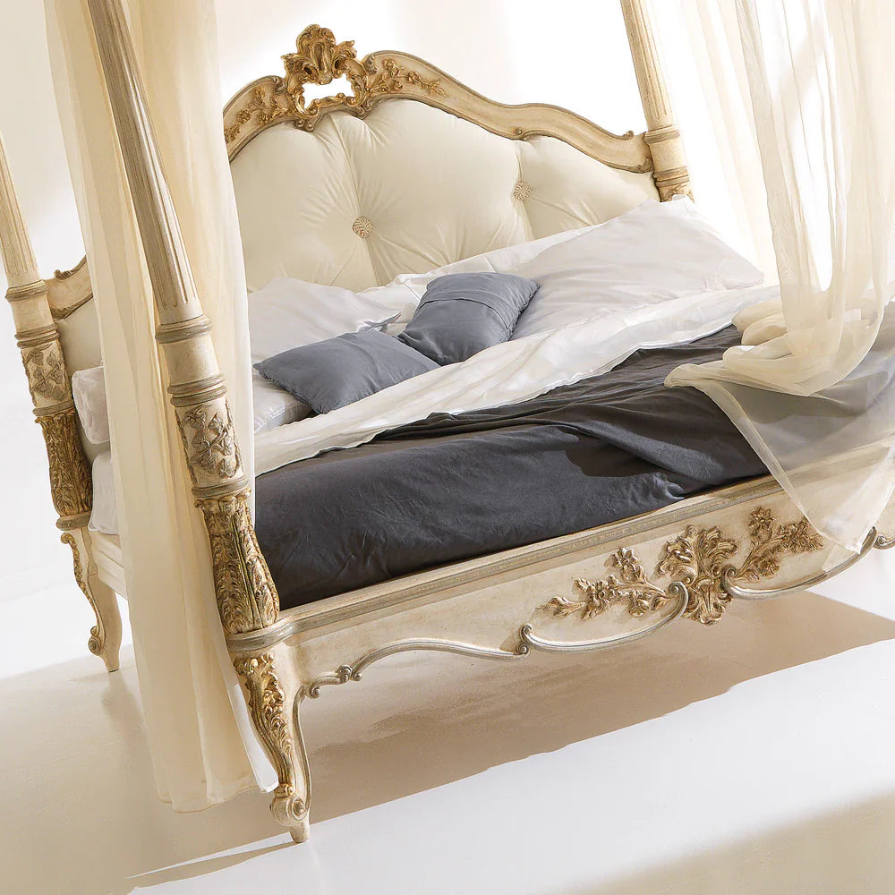 Luxury Handcrafted Four Poster Bed | Ornate Wooden Bed