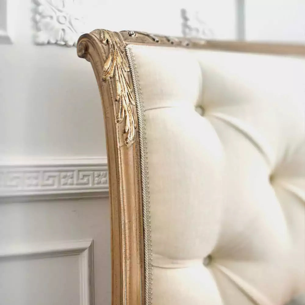 Regal Designer Bed with Hand-Carved Wooden Frame