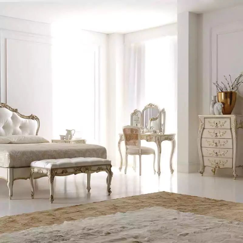 Handcrafted Designer Wooden Bed with Carved Details