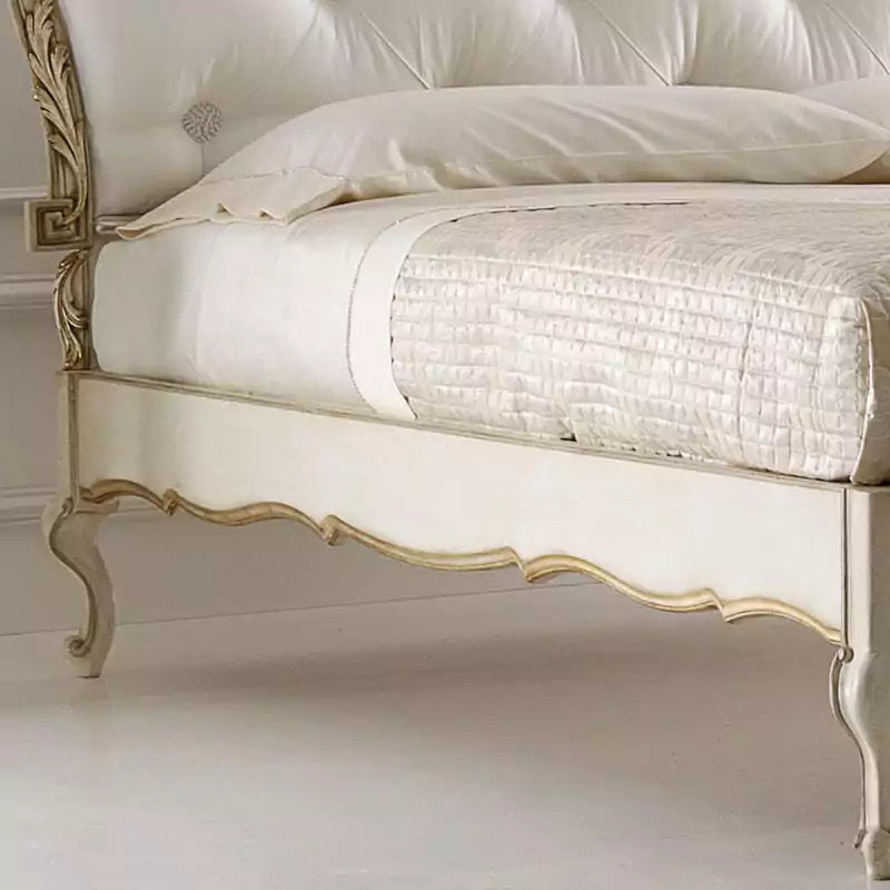 Handcrafted Designer Wooden Bed with Carved Details