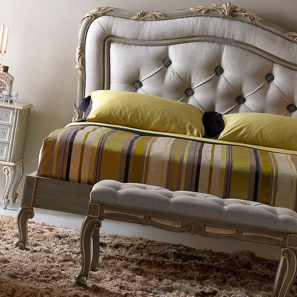 Classic Wooden Bed with Antique Carved Design