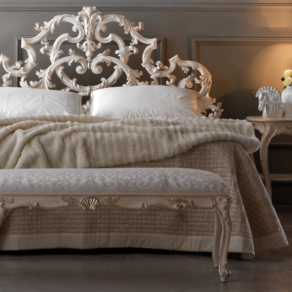 Premium Hand-Carved Bed with Elegant Wooden Finish
