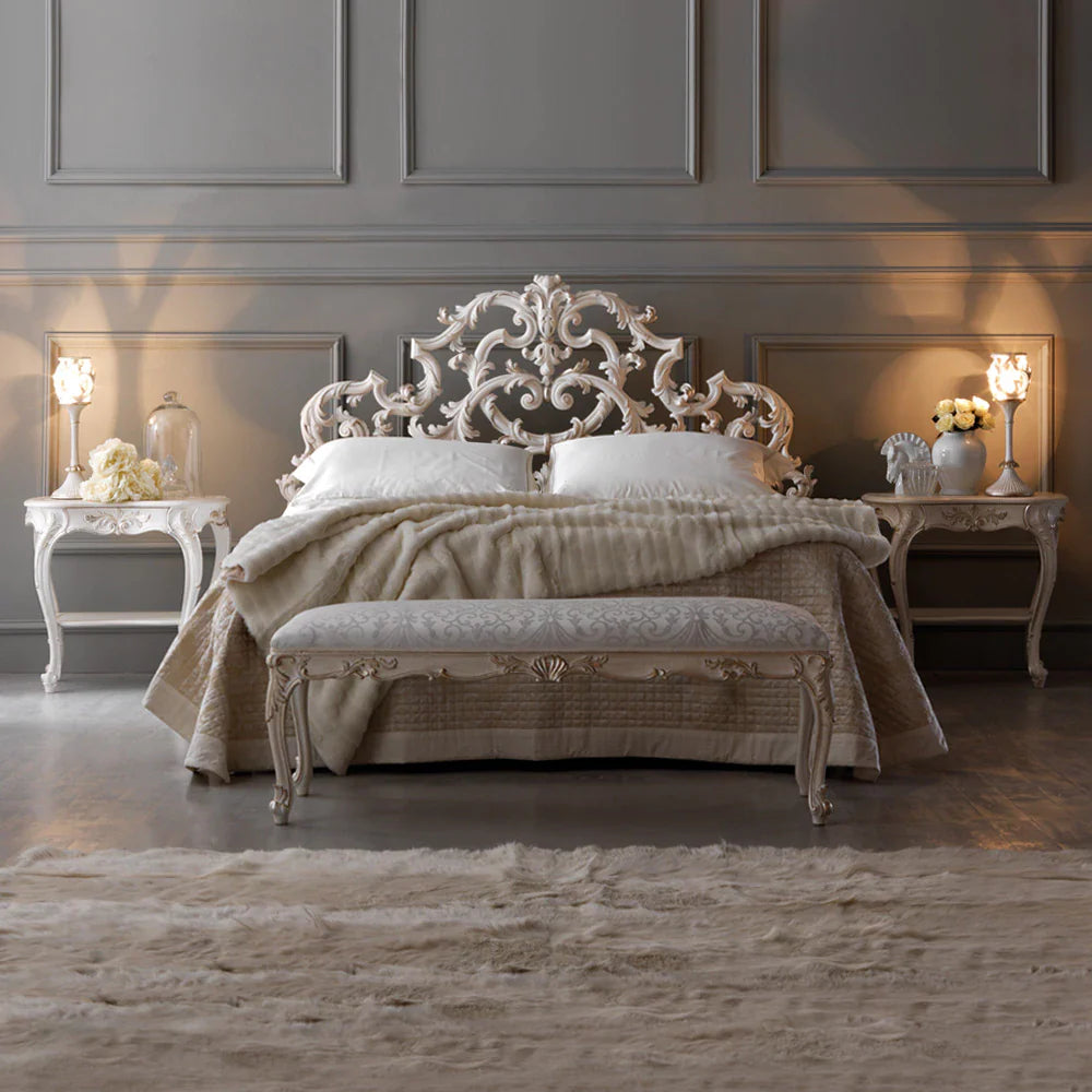 Premium Hand-Carved Bed with Elegant Wooden Finish