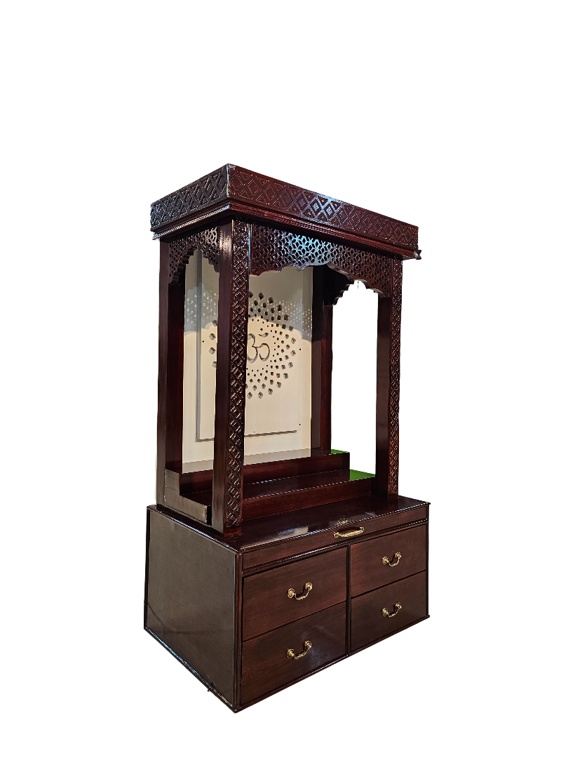 Handmade Wooden Temple with Fine Finishing