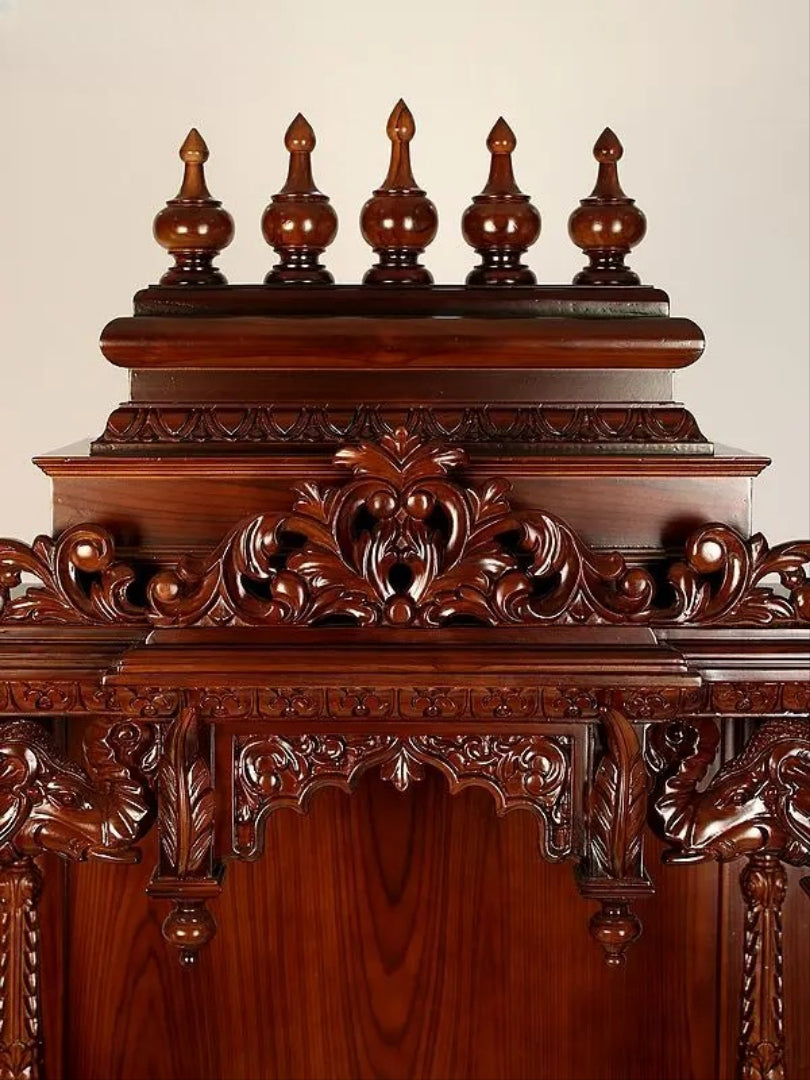 Handcrafted Wooden Mandir for Home | Traditional Pooja Temple with Carving