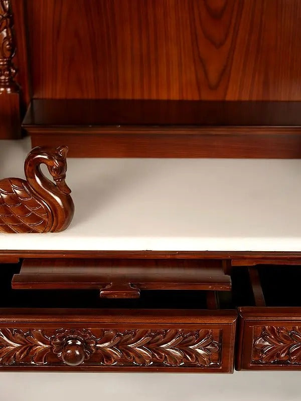 Handcrafted Wooden Mandir for Home | Traditional Pooja Temple with Carving