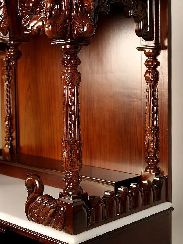 Handcrafted Wooden Mandir for Home | Traditional Pooja Temple with Carving