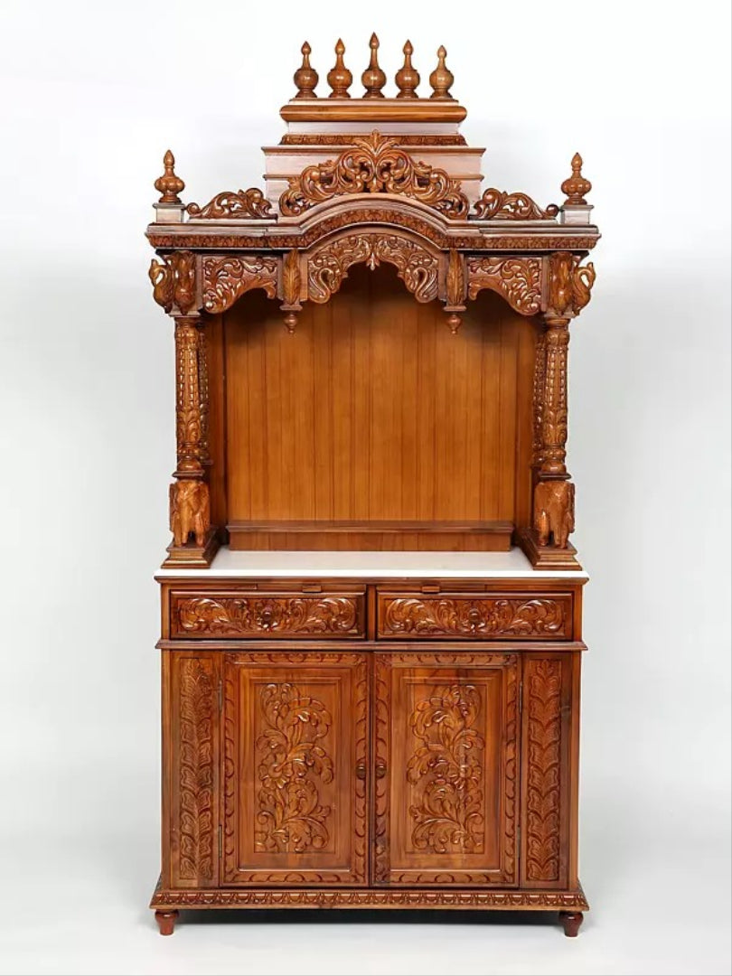 Solid teak Wood Mandir | Handmade Temple for Home & Office