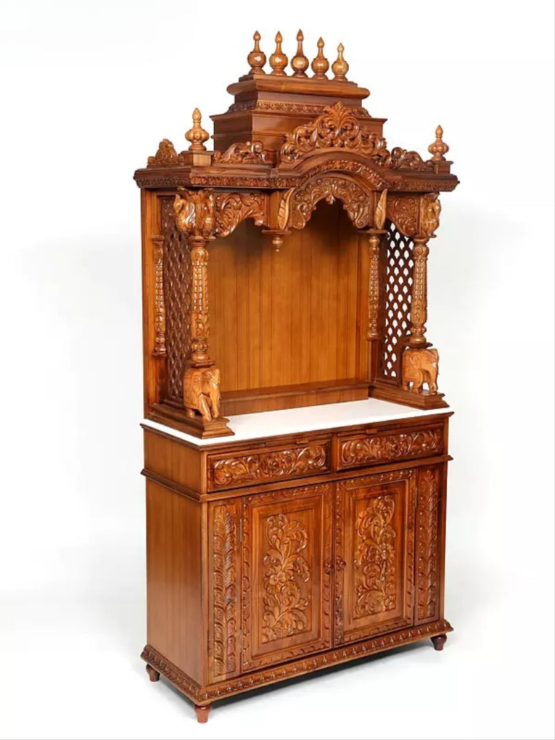 Solid teak Wood Mandir | Handmade Temple for Home & Office