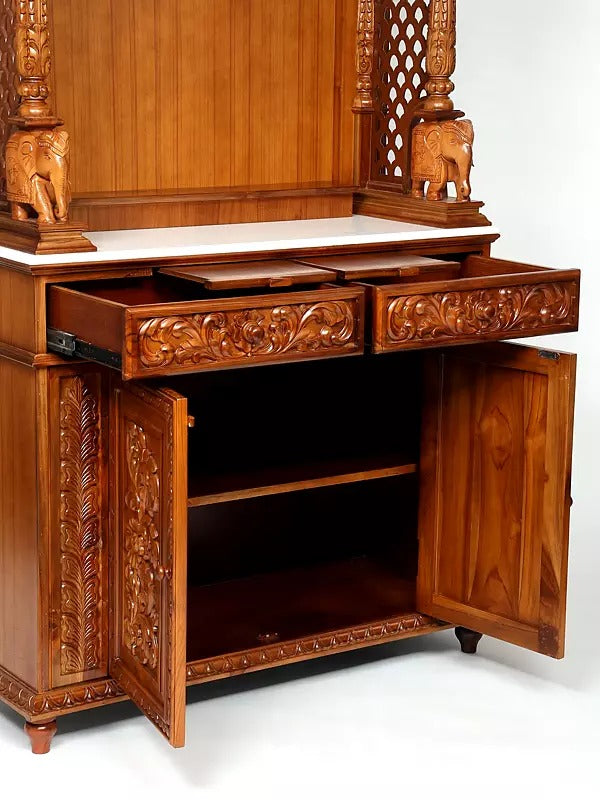 Solid teak Wood Mandir | Handmade Temple for Home & Office