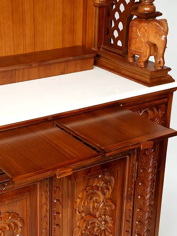 Solid teak Wood Mandir | Handmade Temple for Home & Office