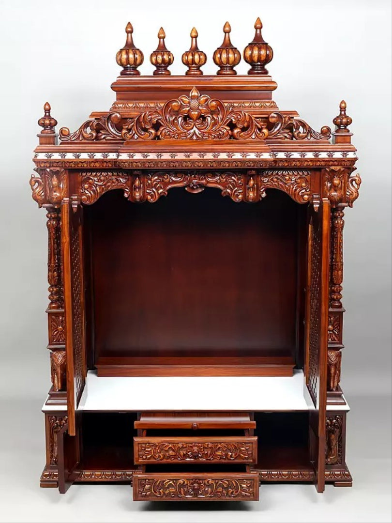 Luxury Wooden Mandir for Home | Designer Pooja Temple Unit