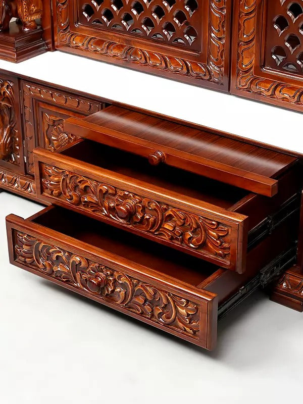 Luxury Wooden Mandir for Home | Designer Pooja Temple Unit