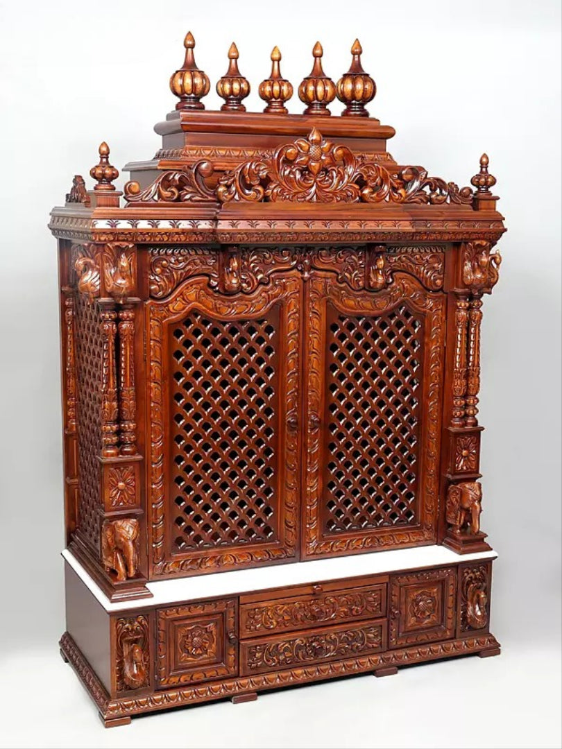Luxury Wooden Mandir for Home | Designer Pooja Temple Unit