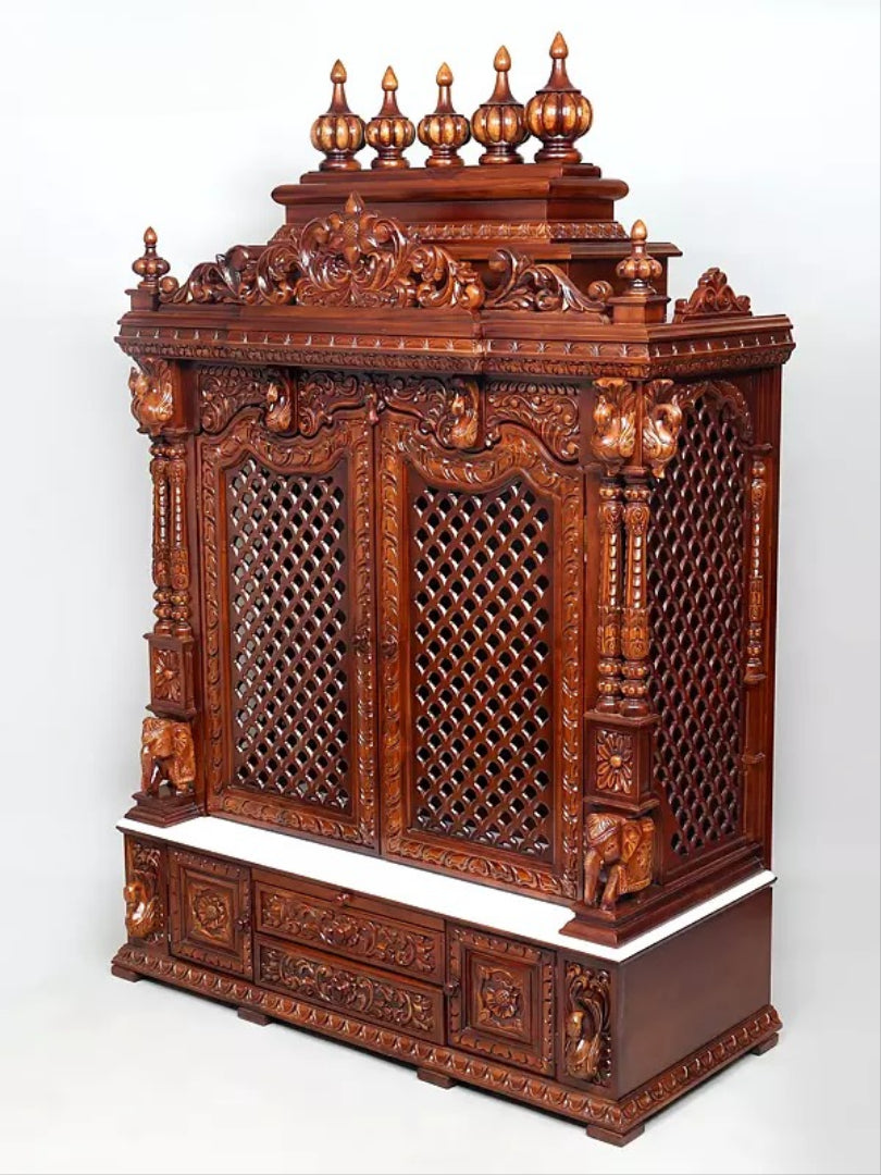 Luxury Wooden Mandir for Home | Designer Pooja Temple Unit
