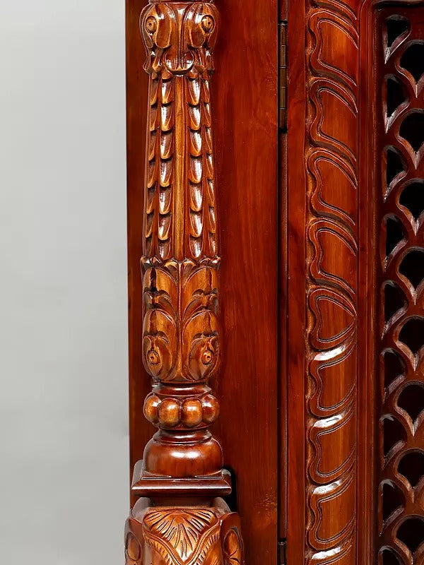 Indian Hand-Carved Wooden Temple | Home Pooja Mandir