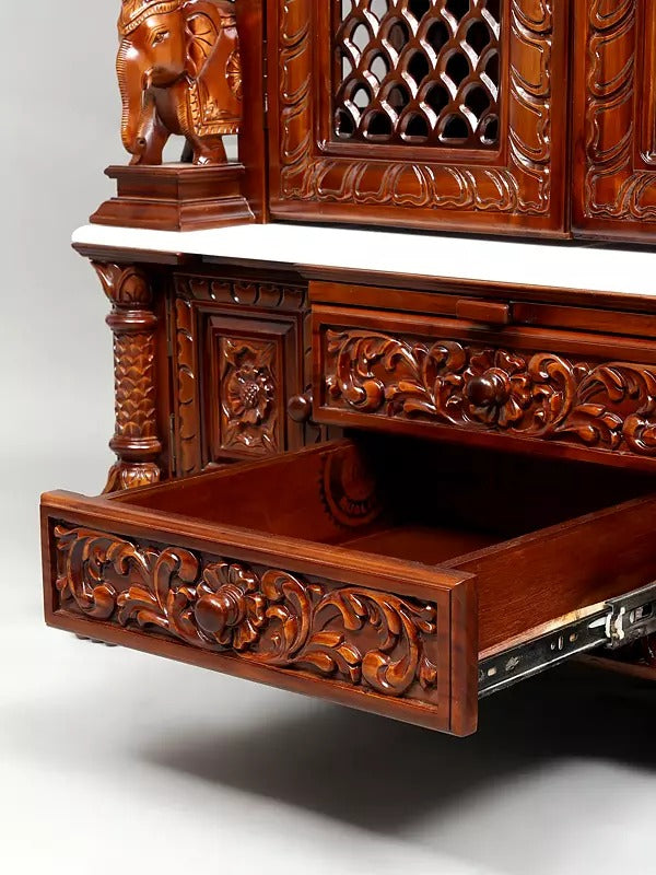 Indian Hand-Carved Wooden Temple | Home Pooja Mandir