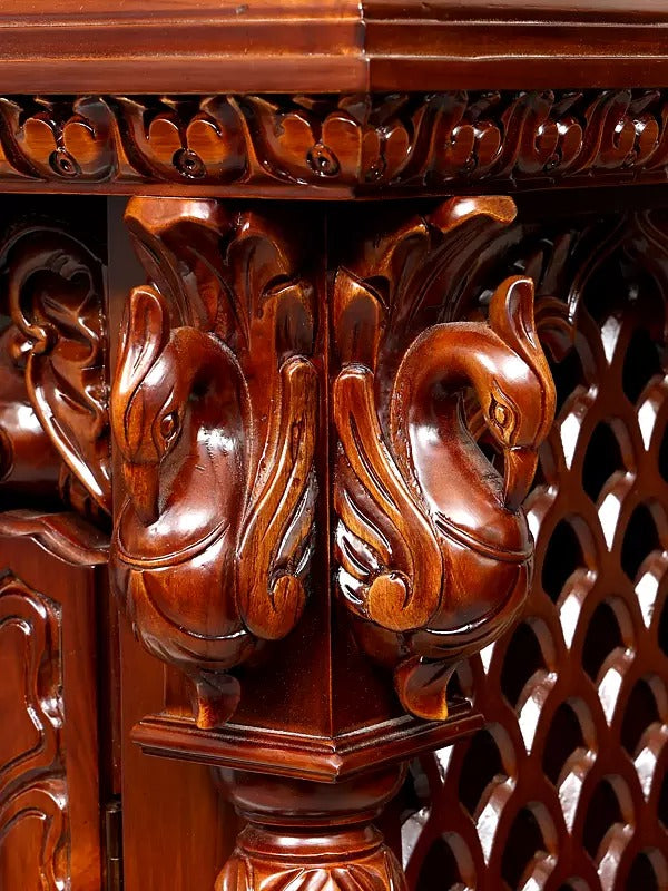 Indian Hand-Carved Wooden Temple | Home Pooja Mandir