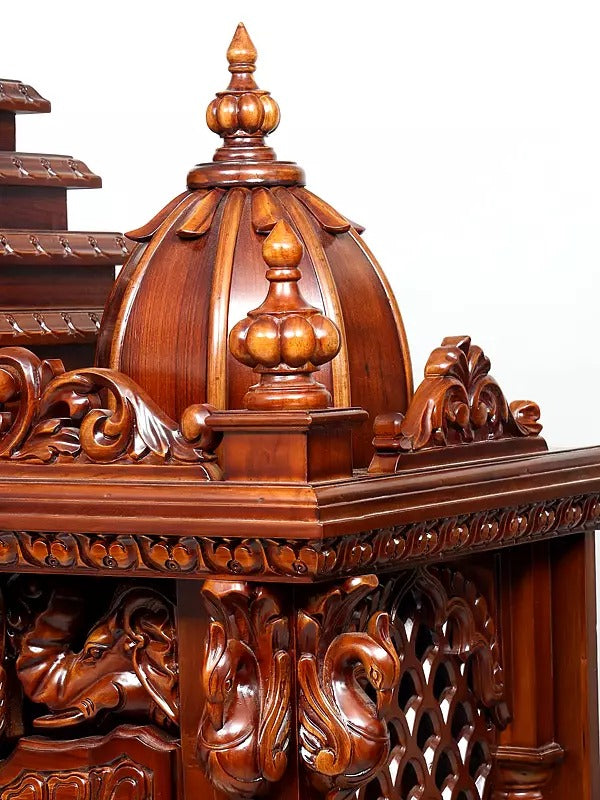 Indian Hand-Carved Wooden Temple | Home Pooja Mandir