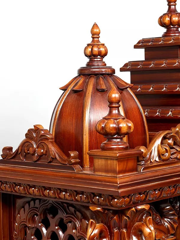 Indian Hand-Carved Wooden Temple | Home Pooja Mandir
