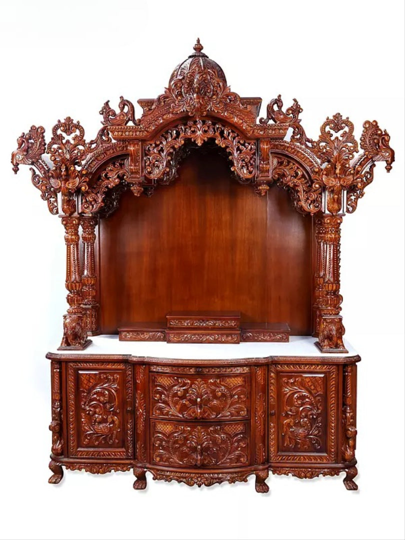 Decorative Wooden Pooja Temple | Luxury Carved Mandir