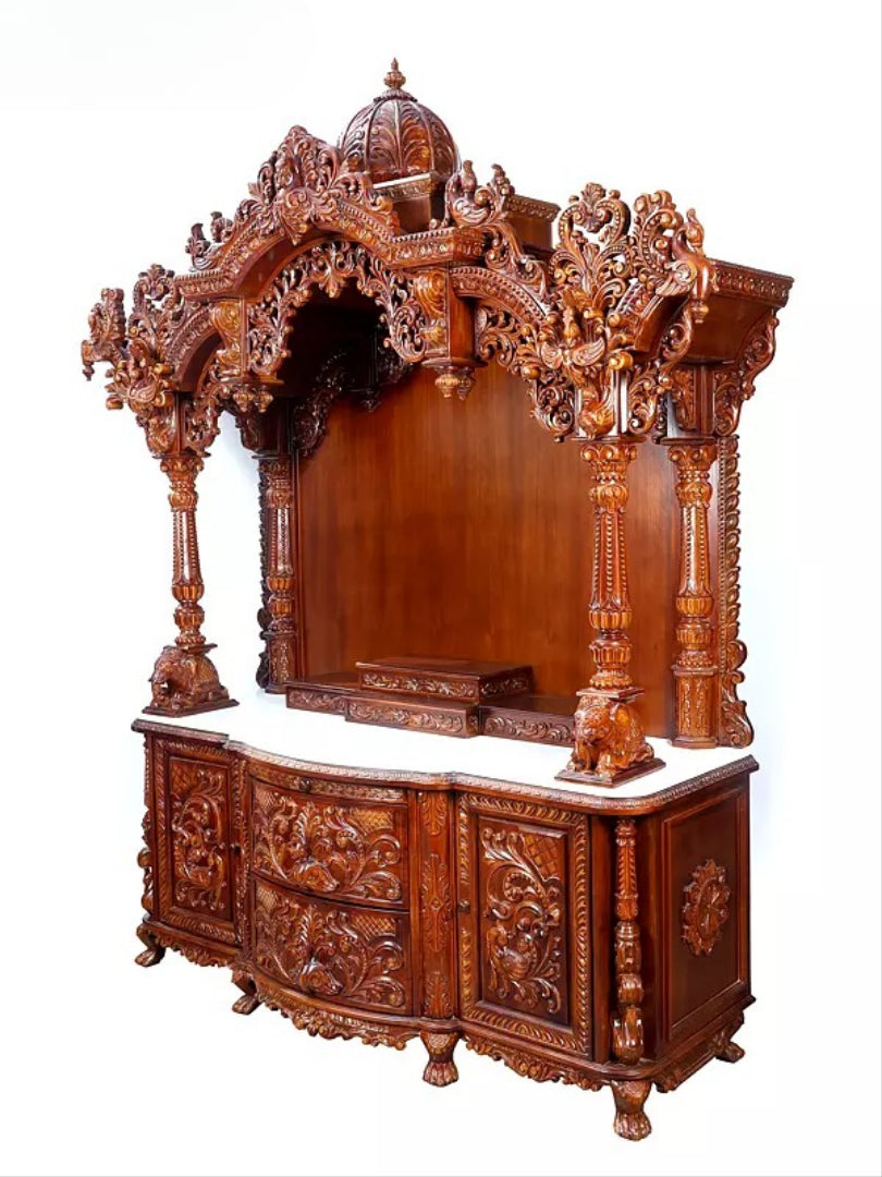 Decorative Wooden Pooja Temple | Luxury Carved Mandir