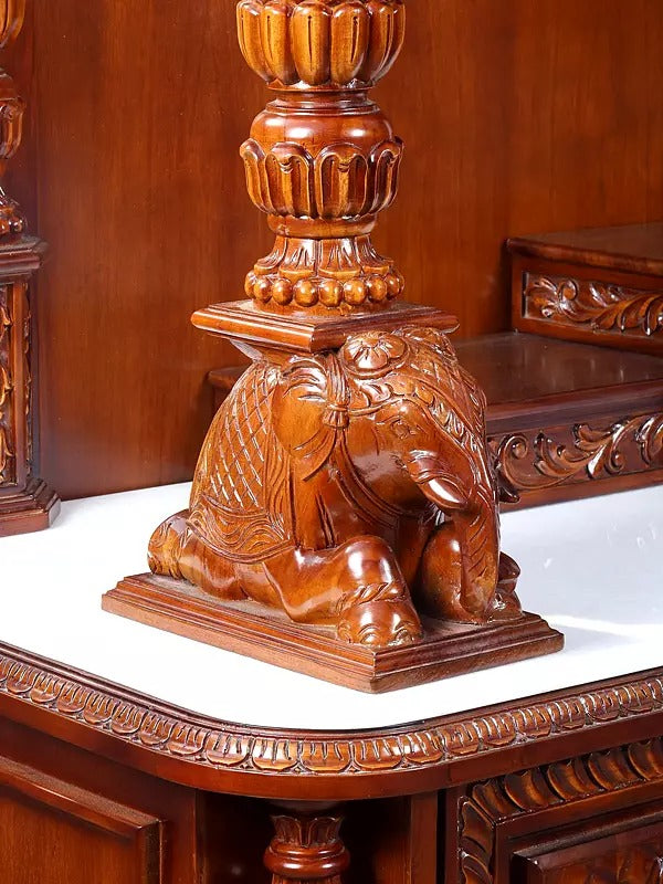 Decorative Wooden Pooja Temple | Luxury Carved Mandir