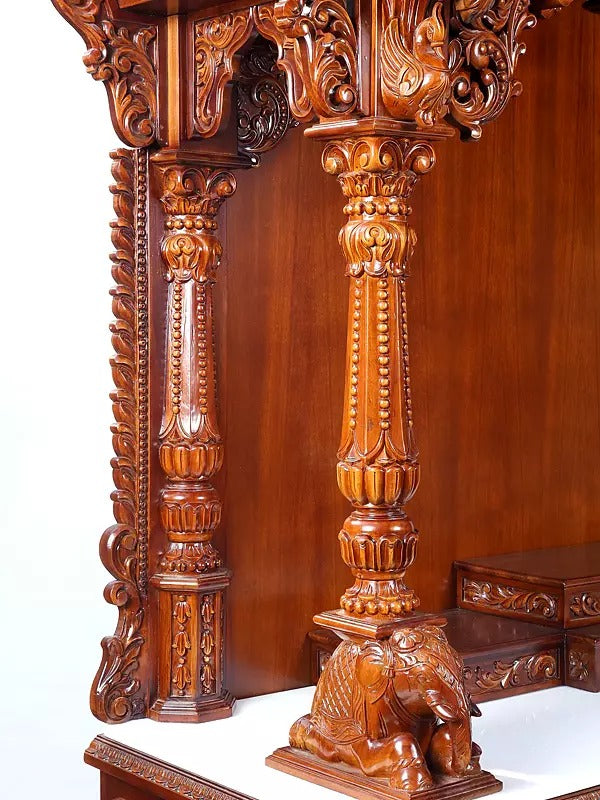 Decorative Wooden Pooja Temple | Luxury Carved Mandir