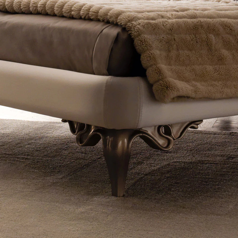 Classic Wooden Bed with Antique Carved Design