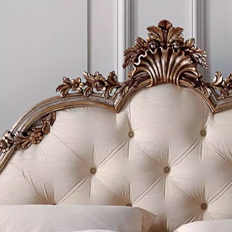 Royal Inspired Carved Bed with Handcrafted Woodwork