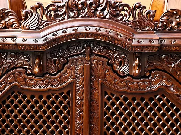 Antique Finish Wooden Mandir | Traditional Carved Temple for Prayer Room