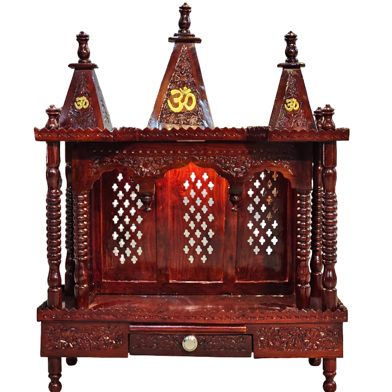 Modern Wooden Mandir with Smooth Polish