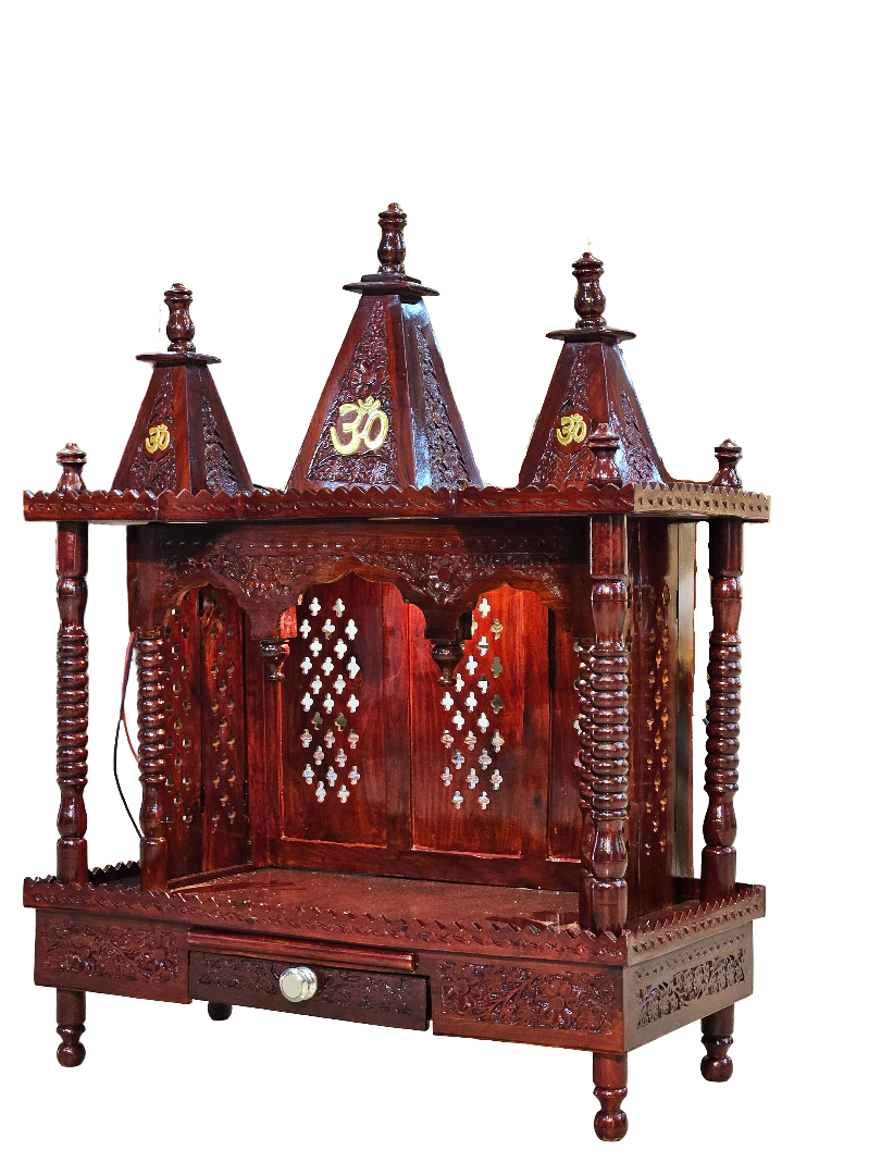 Modern Wooden Mandir with Smooth Polish - Image 2