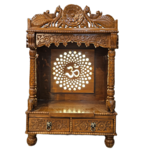 Luxury Wooden Pooja Temple with Drawers & Shelves