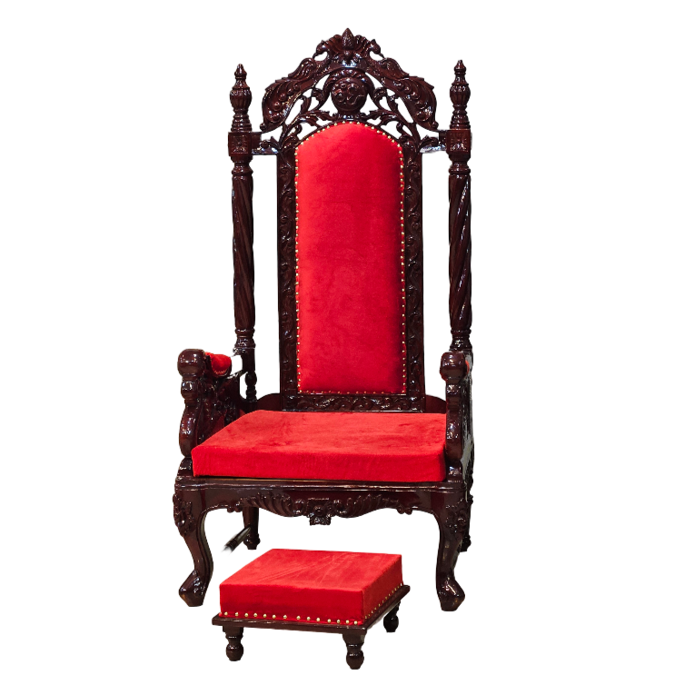 Premium Wooden Guruji Chair for Mandir, Ashram, and Spiritual Seating