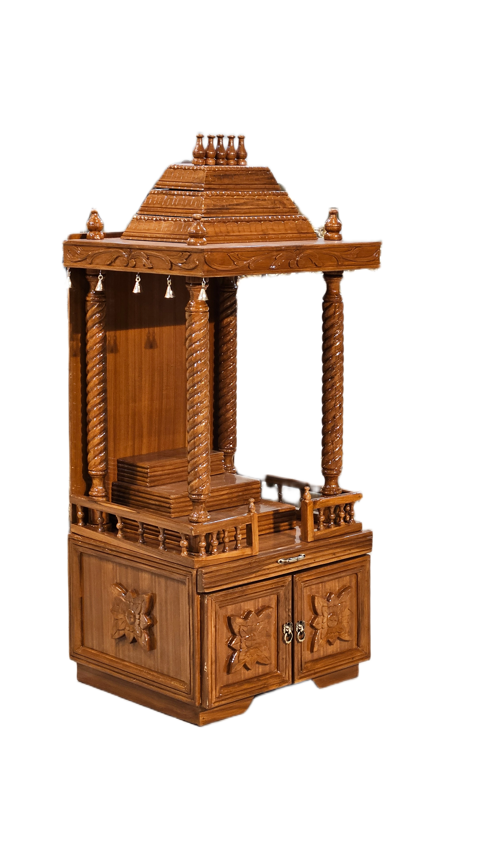 Elegant Home Pooja Mandir in Wooden Finish - Image 2