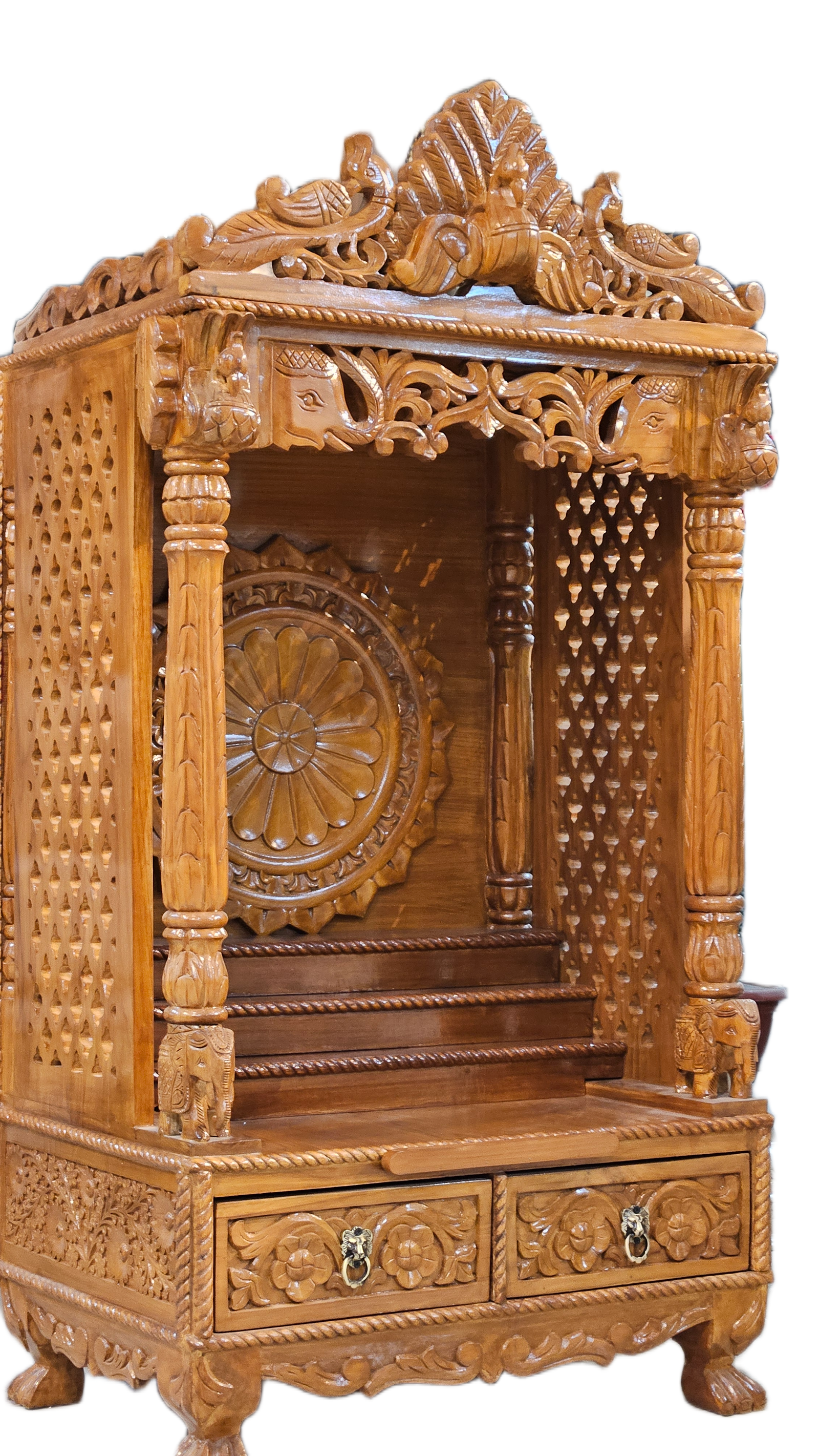 Designer Wooden Temple with Spacious Shelves - Image 2