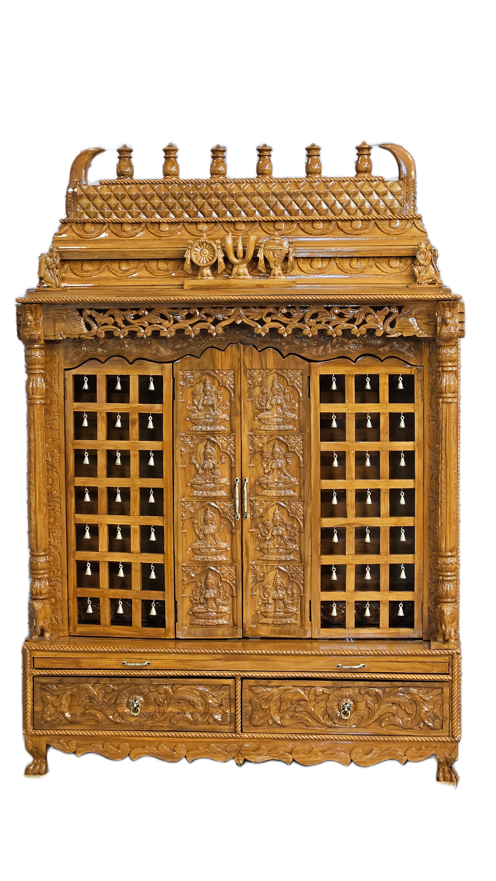 Traditional Wooden Temple for Home Pooja Room - Image 2