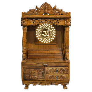 Premium Handcrafted Wooden Pooja Temple with Storage