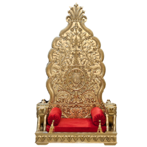 Handcrafted Wooden Guruji Chair with Royal Carving