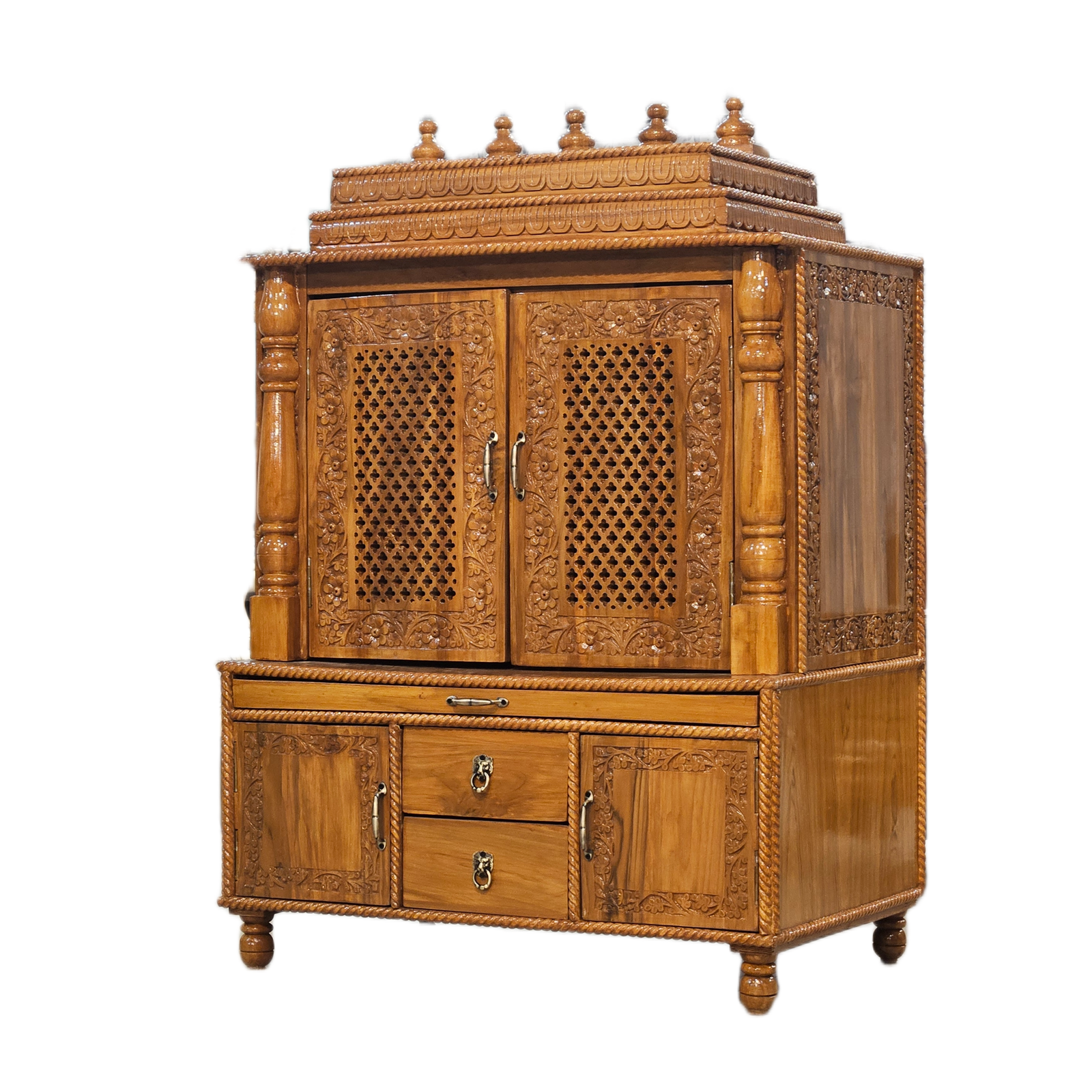 Modern Wooden Mandir with Smooth Polish