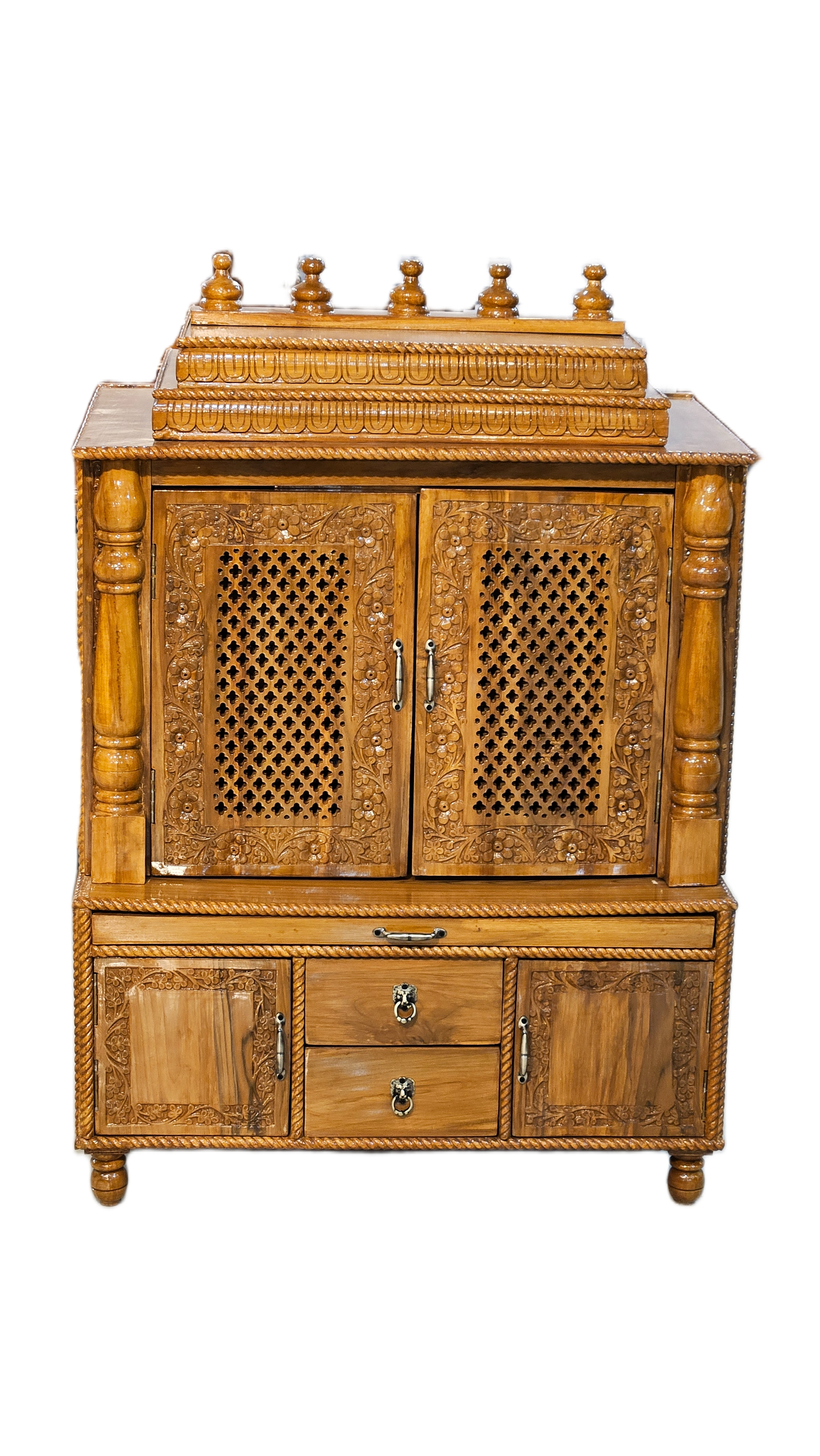 Modern Wooden Mandir with Smooth Polish - Image 2