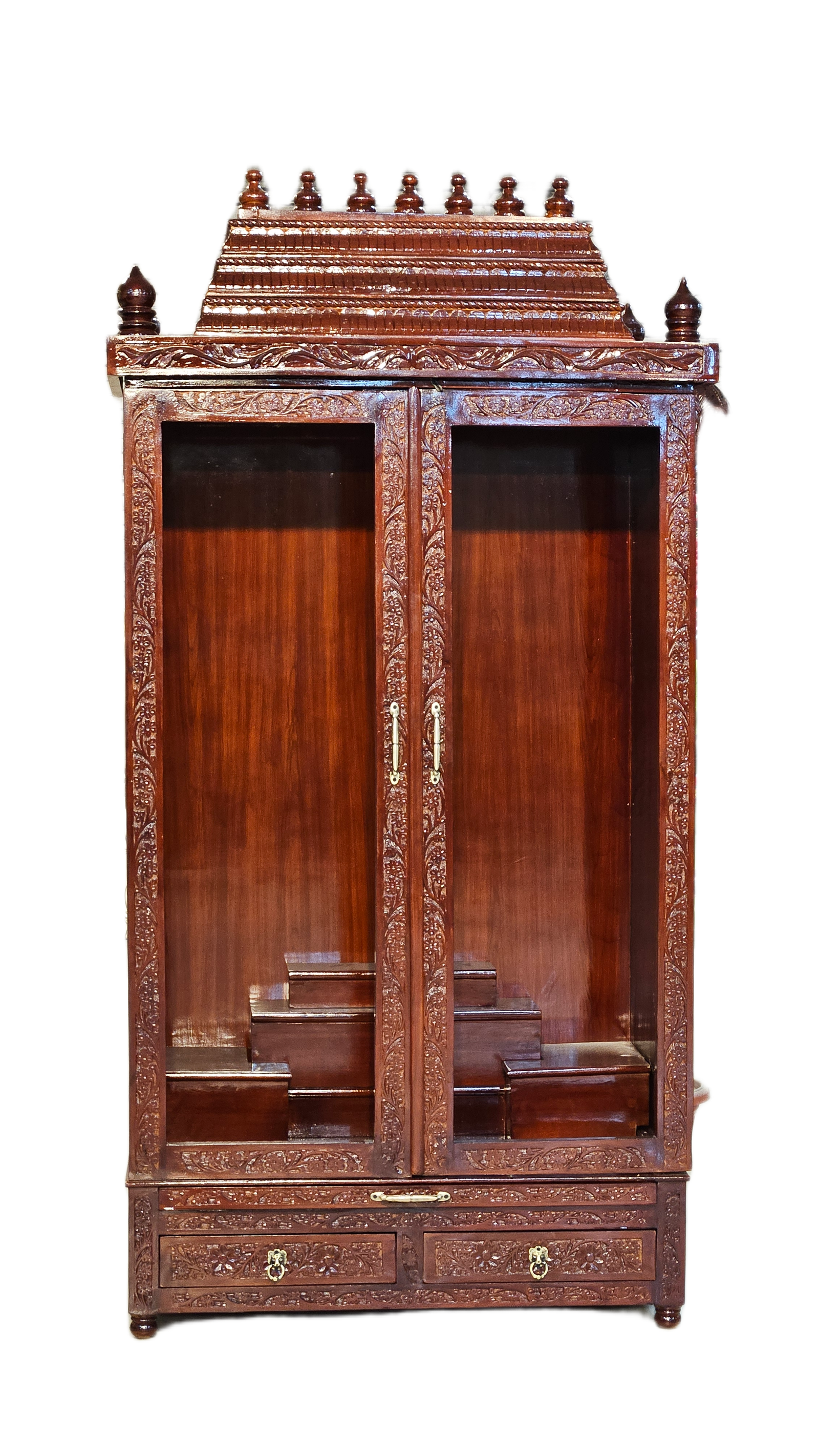 Premium Solid Wood Mandir with Polished Finish - Image 3