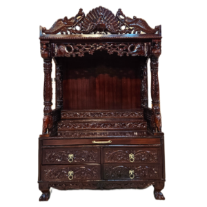 Premium Handcrafted Solid Teakwood Pooja Temple with Storage