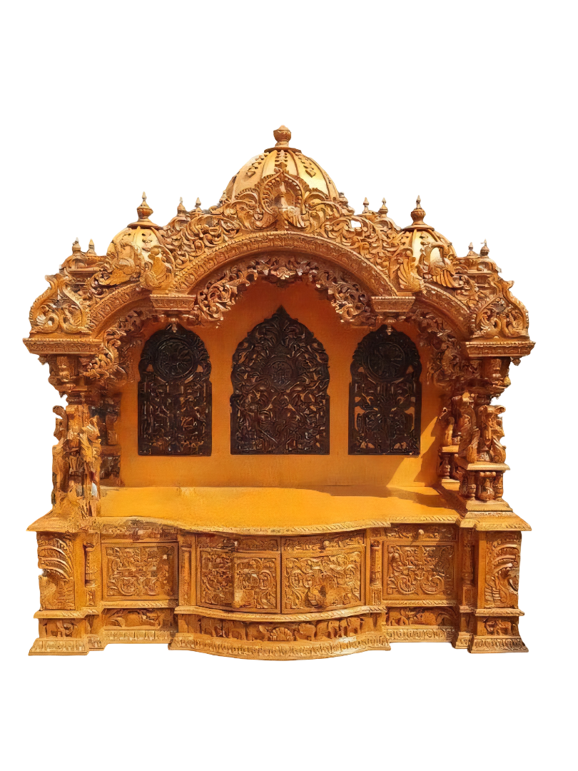 Traditional Wooden Temple for Home Pooja Room