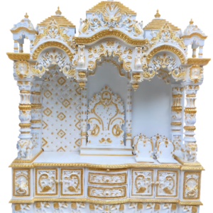 White & golden Handcrafted Wooden Temple for Home