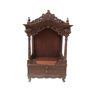 Handcrafted Solid Wood Mandir with Carved Details